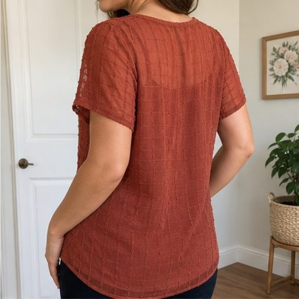 Rust Puff Sleeve Top - Picture 3 of 6